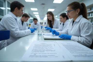 Biotech lab with researchers
