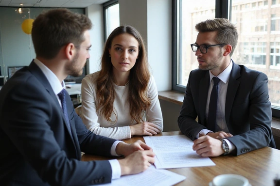 Lawyer consulting with startup founders